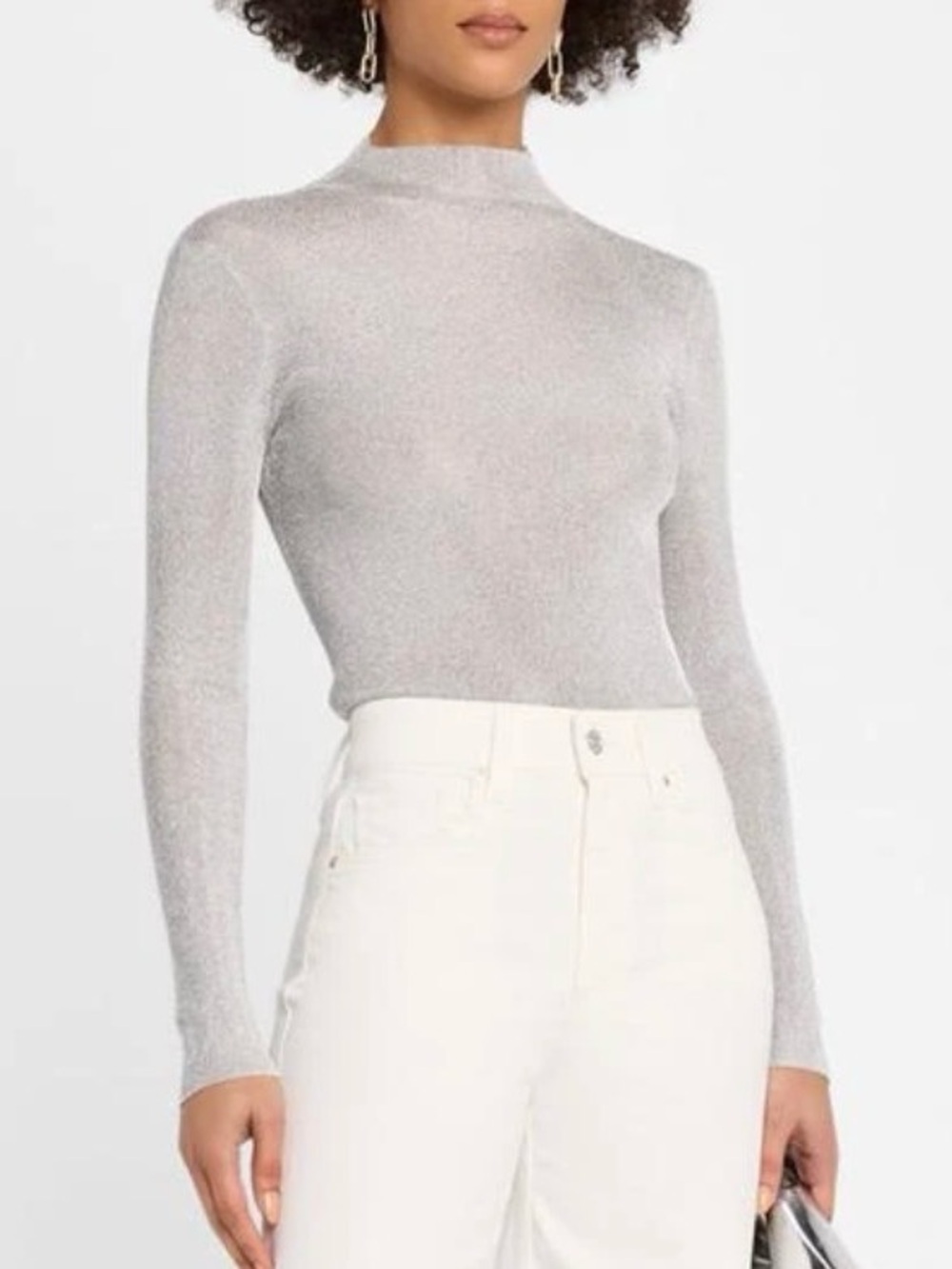 SER.O.YA Women's Avery Silver Metallic Sweater